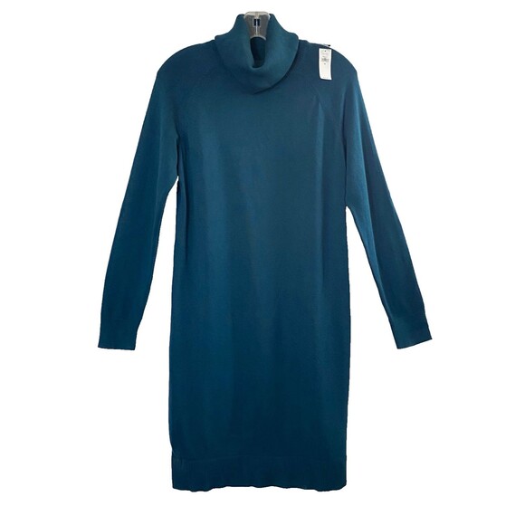 Banana Republic Turtleneck Sweater Dress XS Dark Teal Stretch Seam Detail NWT - Picture 1 of 16